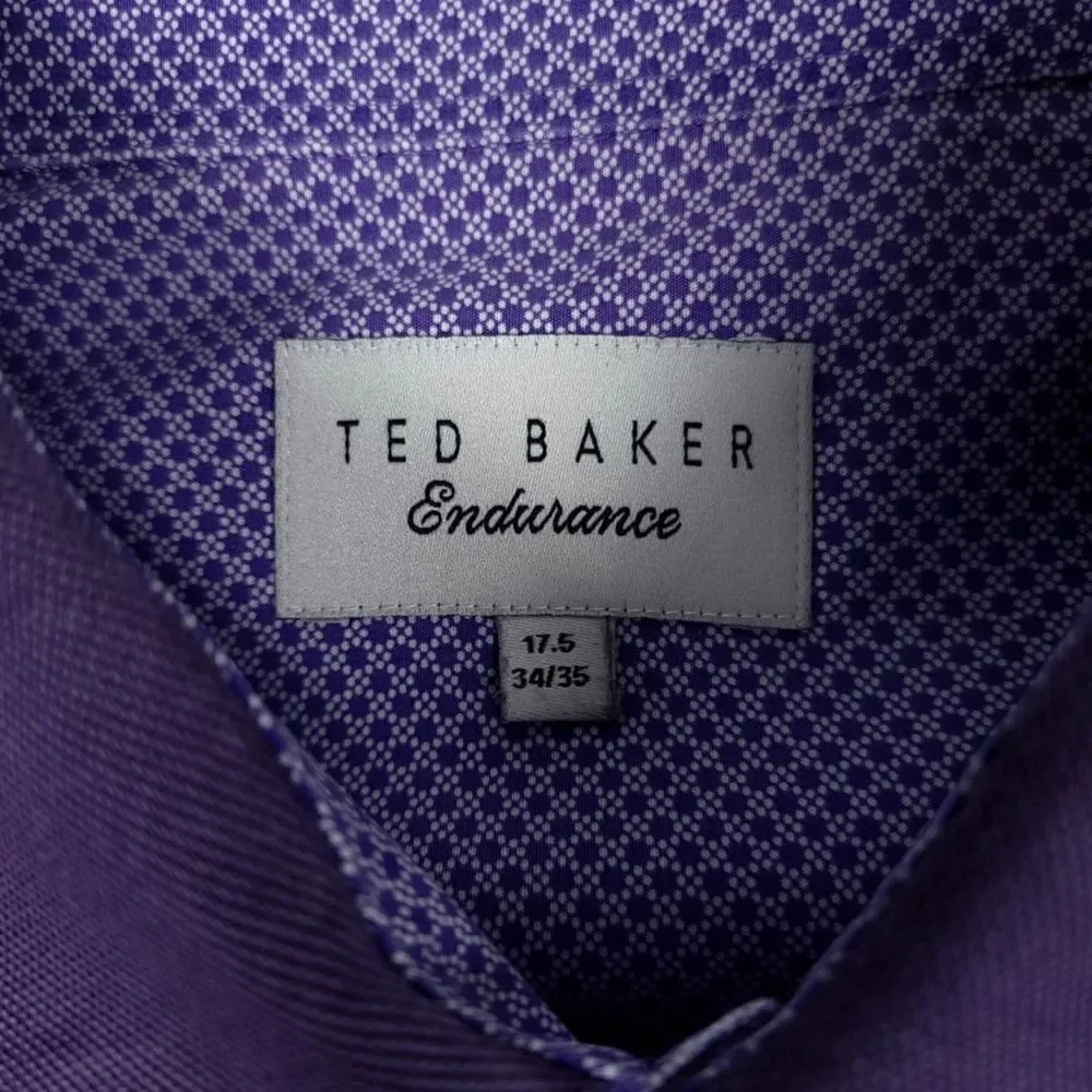 TED BAKER Endurance Long Sleeve Button Down Dress Shirt Dusty Purple Mens 17.5